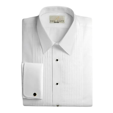 Poly-Cotton Pleated Fold Down Collar Dress Shirt 18"